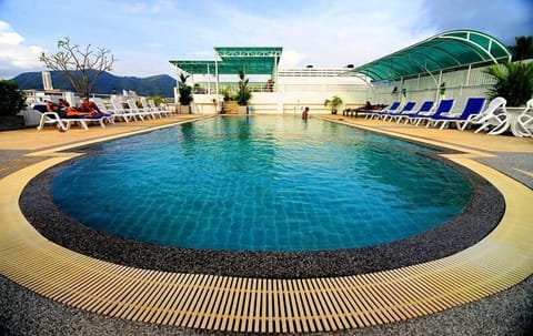 Outdoor pool, sun loungers