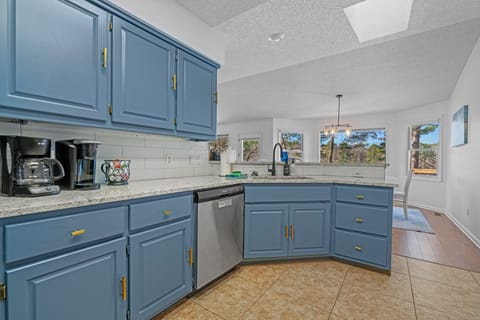 Open kitchen stocked with the essentials.
