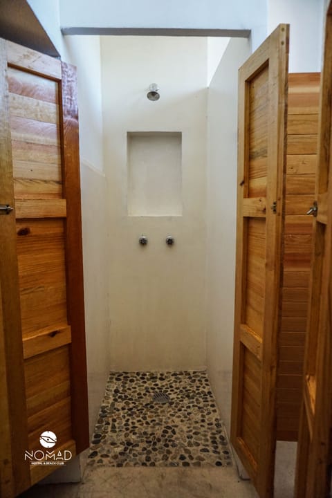 Shower, towels, soap, shampoo