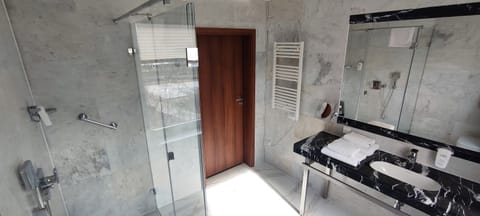 Standard Double Room | Bathroom | Rainfall showerhead, designer toiletries, hair dryer, bathrobes