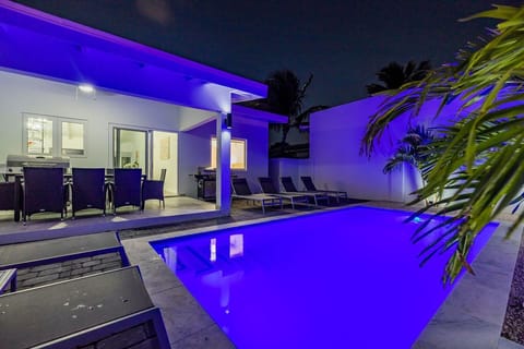 The pool area is more captivating during the night time.