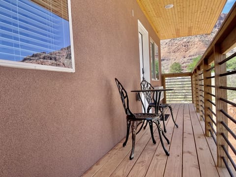 Balcony sits over  garage
