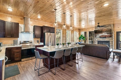 Great room combines eating area with living area