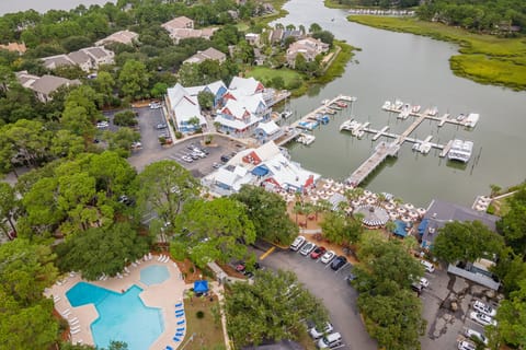 Community pool, marina, Salty Dog, and Villa complex