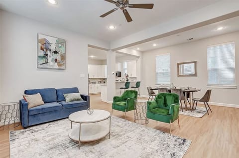 Spacious living room with a sofa bed