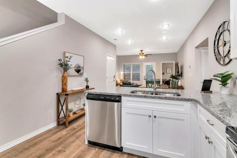 Open concept kitchen/ fully stocked.