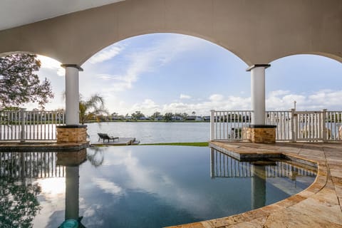 The infinity-edge heated pool overlooks the lake & the "most beautiful" sunsets.