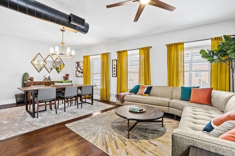 Living Room & Dining Area: Vibrant space to relax, dine, and enjoy fun gatherings with friends!