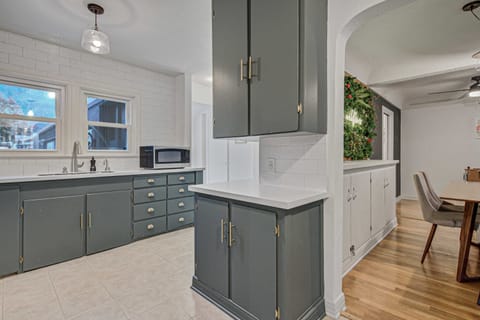 Cook your favorite meal in the fully equipped kitchen with well stocked with a wide variety of pots, pans, spices, and cooking utensils.