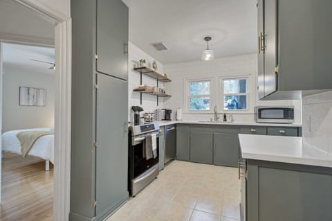 Cook your favorite meal in the fully equipped kitchen with well stocked with a wide variety of pots, pans, spices, and cooking utensils.