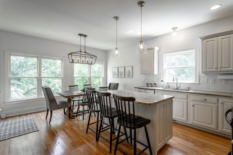 open concept kitchen and dining area