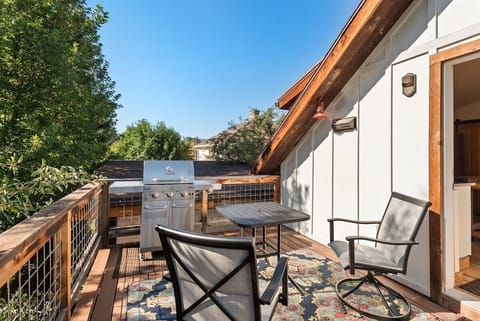 Your treetop porch surrounded by fruit trees