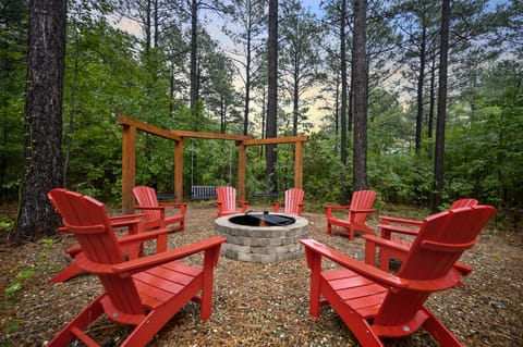 Fire pit & swingset.