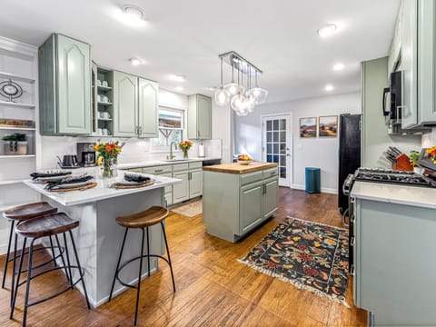 Newly remodeled kitchen stocked for cooking for a crew
