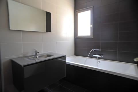 Combined shower/tub, free toiletries, hair dryer, towels