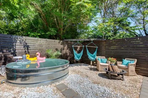Stock Tank Pool, Fire Pit & Swings