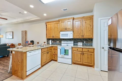 Warm wooden cabinetry throughout the kitchen