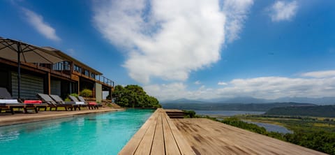 Outdoor pool, sun loungers
