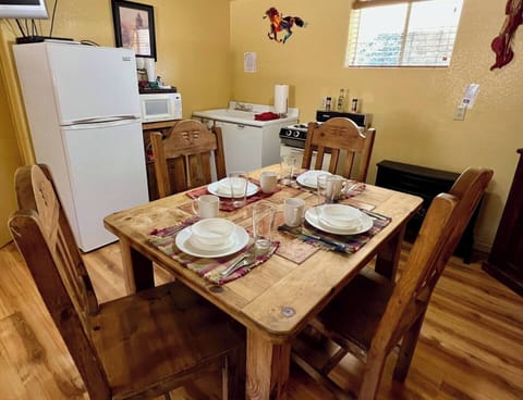 Dining area shared with kitchen.  Stocked with all amenities needed for cooking and eating.