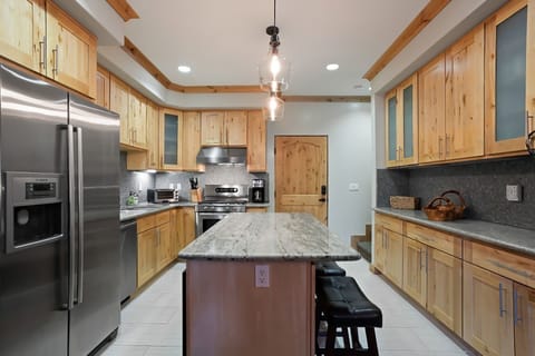 Room, Indoors, Kitchen, Kitchen Island, Flooring