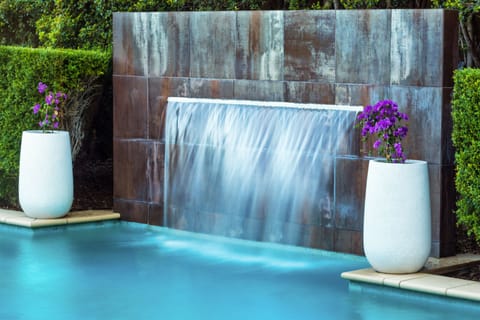 Outdoor pool, sun loungers