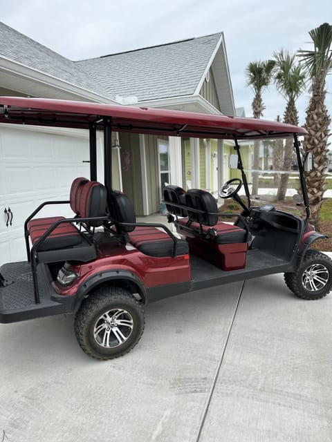 Meet Ruby, our golf cart. She will become one of your dearest friends!