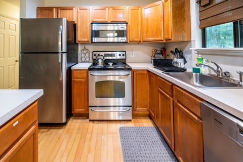 Full kitchen for all your cooking needs. i.e.  coffee maker, french press & more