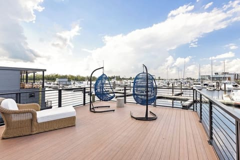 Full rooftop patio overlooking Port City Marina