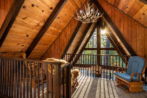 Charming loft space with rustic touches.