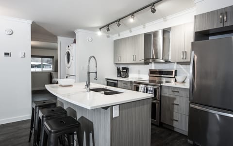 Condo | Private kitchen | Full-size fridge, microwave, oven, stovetop