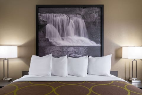 Pillowtop beds, desk, laptop workspace, blackout drapes