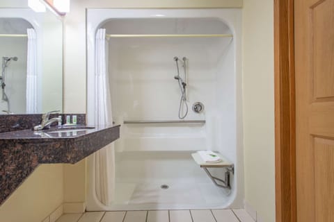 Room, 1 King Bed, Accessible, Non Smoking | Bathroom | Hair dryer, towels