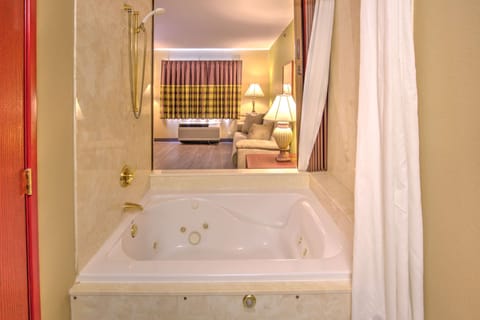 Combined shower/tub, hair dryer, towels