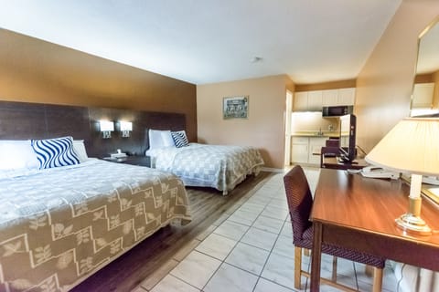 Room, 2 Queen Beds | Iron/ironing board (on request), WiFi (free), alarm clocks, bed sheets