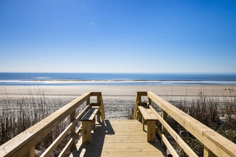 Steps from the beach on Solmate's deck