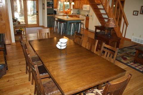 large dining room table - seats 8; plus seating for 5 around island