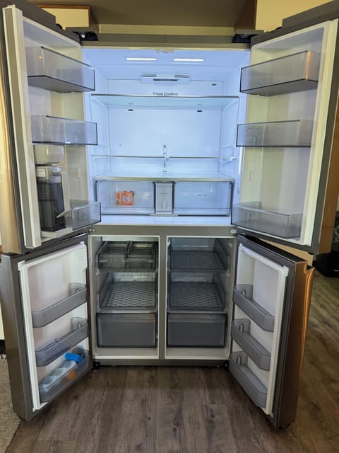 Large refrigerator in kitchen