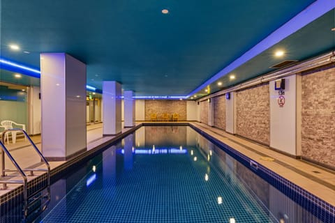 Indoor pool, open 6:00 AM to 9:00 PM, sun loungers