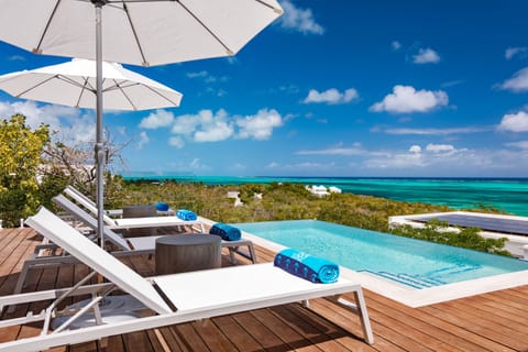Pool deck with ocean views 