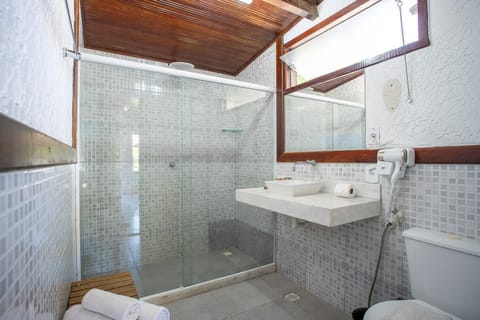 Shower, free toiletries, hair dryer, soap