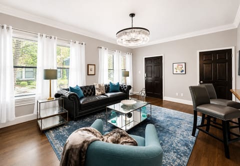Stylish leather sofa seating, perfect for relaxing in comfort after a day of adventure.