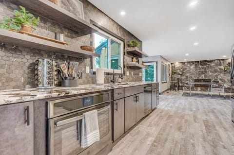 We have a fully equipped kitchen. Along with many other products and appliances, we also offer a refrigerator, microwave, coffee machine, and more!