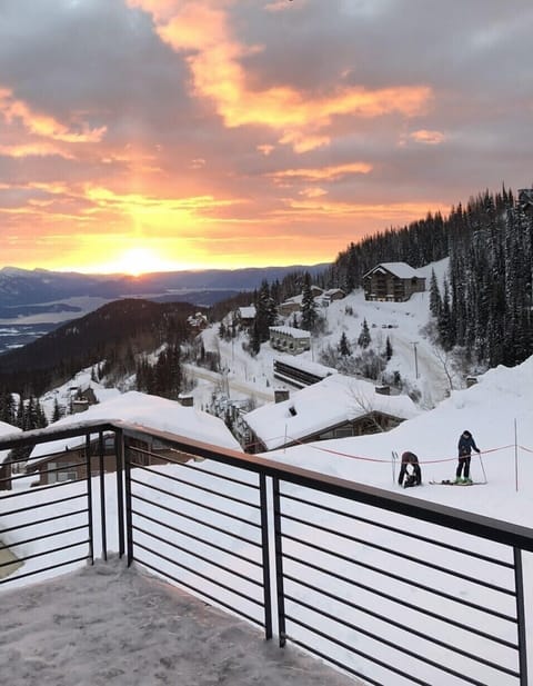 Views from hot tub of adjacent ski trail to The Village, and Lake Pend Oreille.