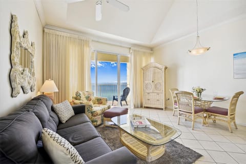 Gulf Front Living Area with Sleeper Sofa