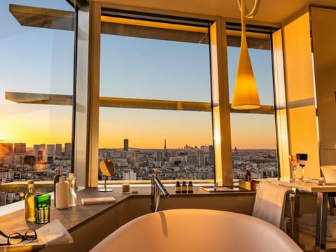 Junior Suite, 1 King Bed, Tower (Eiffel Tower panoramic bath, sunset) | Premium bedding, pillowtop beds, in-room safe, desk