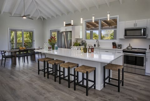 Luxury Villa | Private kitchen | Shared fridge, microwave, coffee/tea maker, electric kettle