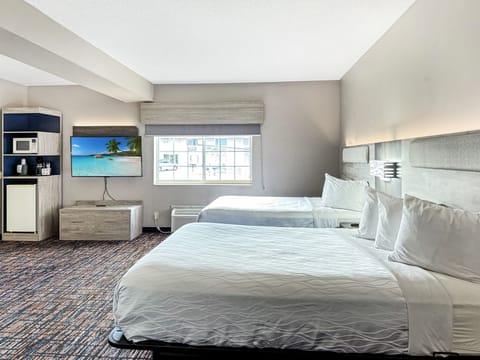 Premium bedding, desk, blackout drapes, iron/ironing board