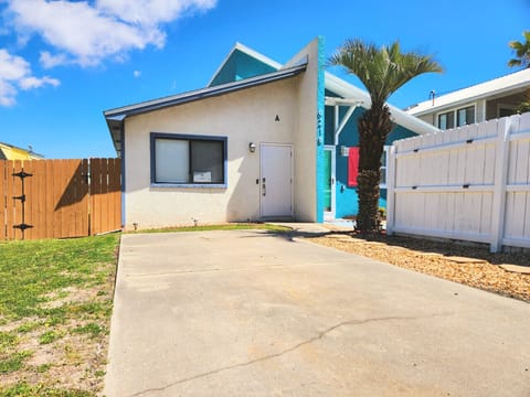 The front of the beach home you`ll be staying in.  You`ll be on the left `A` side of the building.