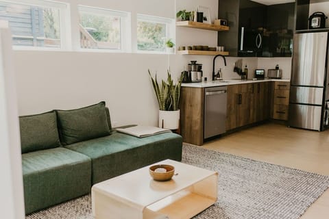 Living room looking into kitchen