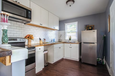 Bright space with kitchen essentials 
